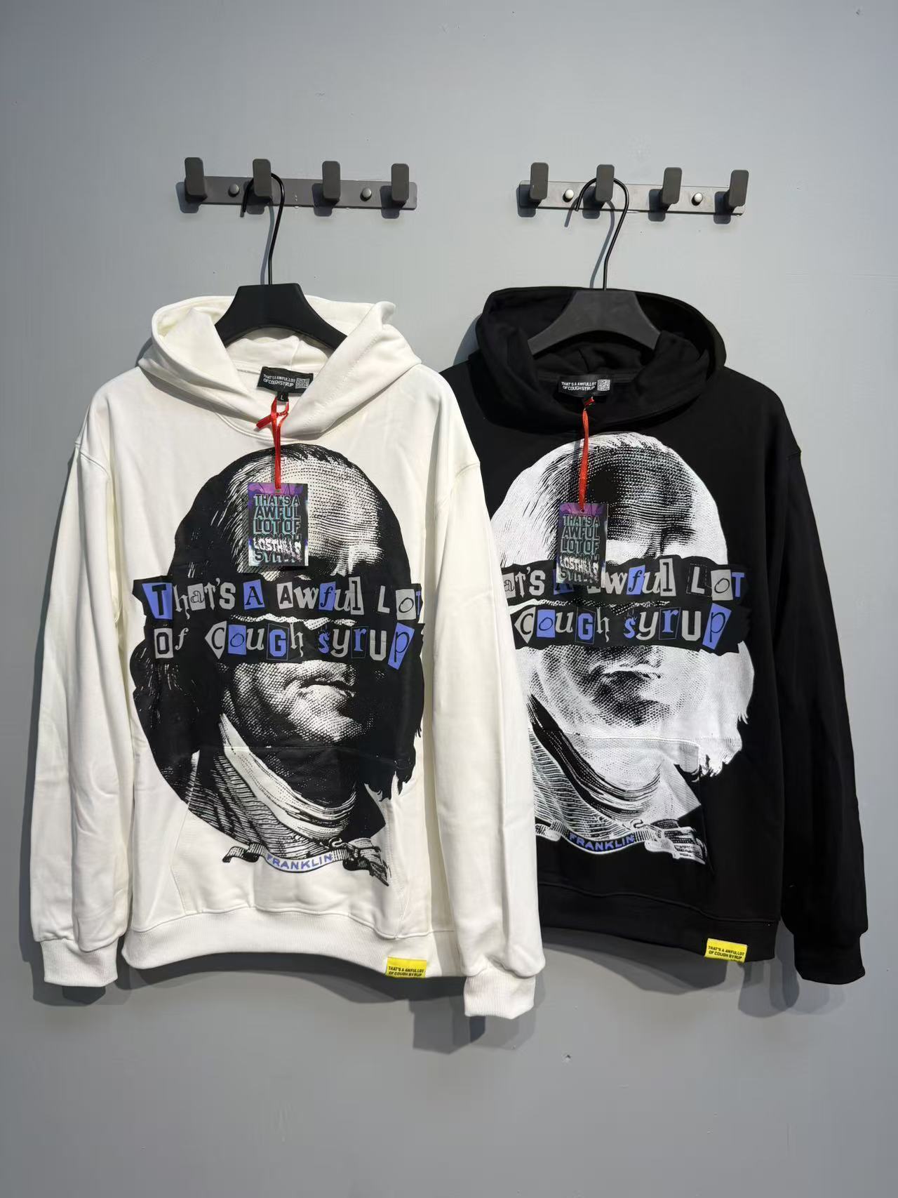 Factory Wholesale 100% Cotton Hoodies Sweatshirts Oversized Flock Printing Heavyweight Fleece That's Awful Men Hoodie