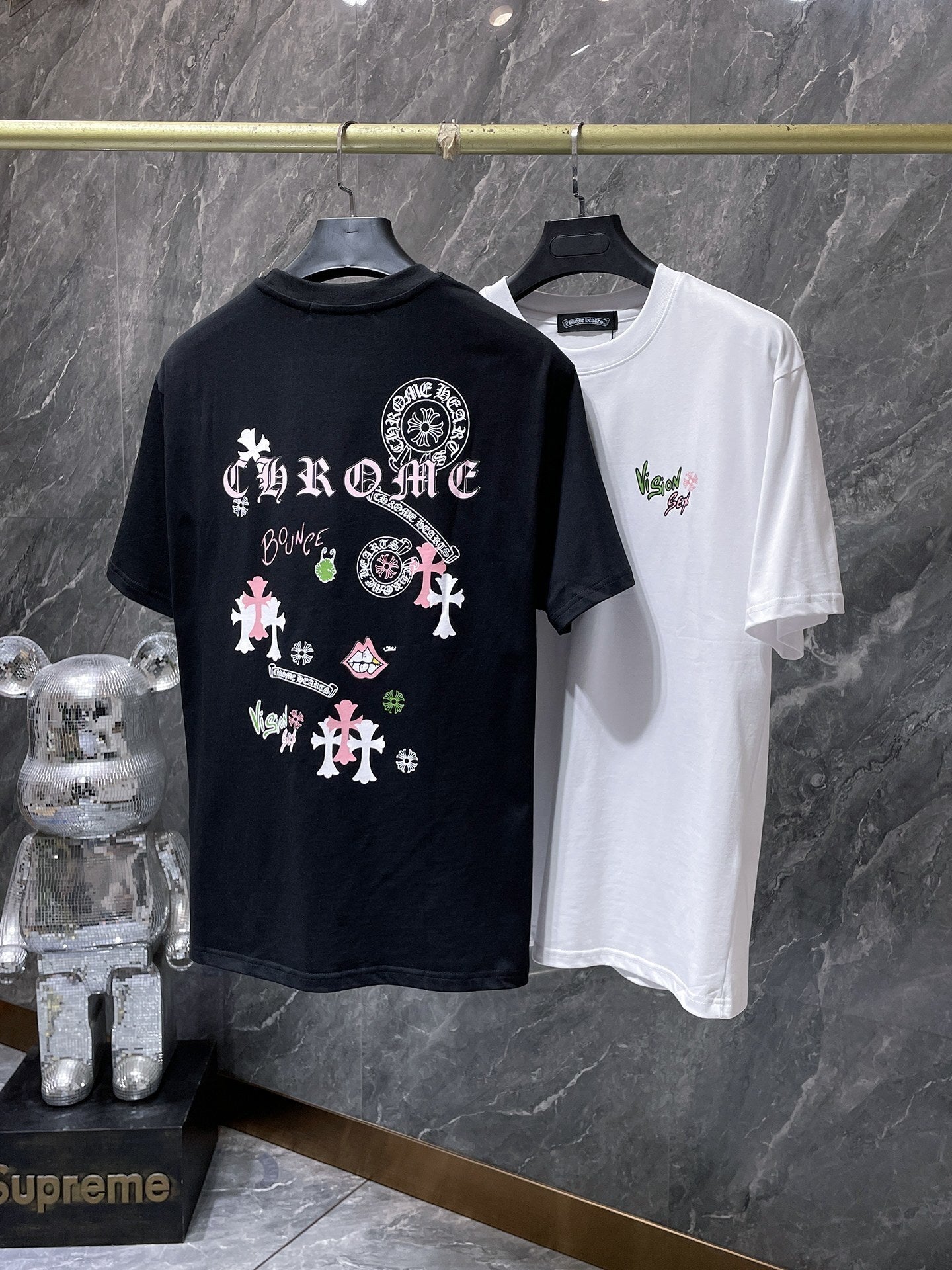 Men's Chrome Hearts Style Graphic Oversized T-Shirt Y2K Streetwear Cotton Short Sleeve Tee