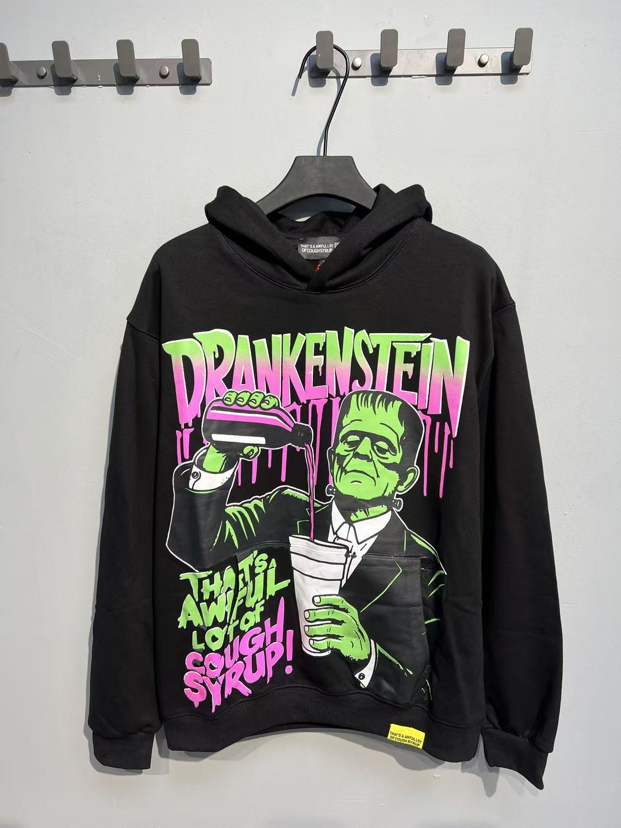 Factory Wholesale 100% Cotton Hoodies Sweatshirts Oversized Flock Printing Heavyweight Fleece That's Awful Men Hoodie