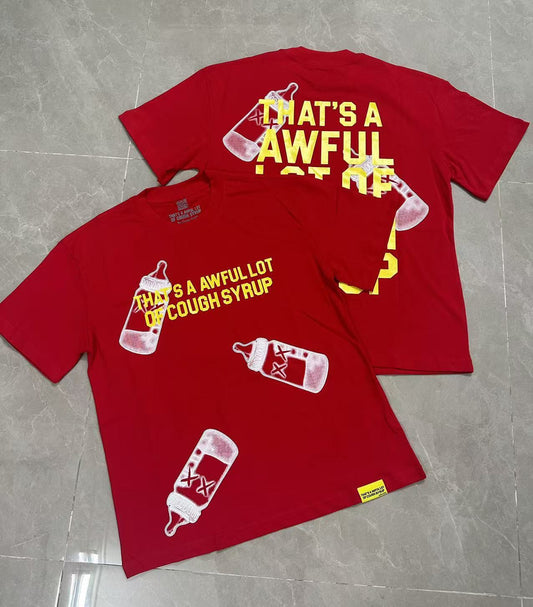 Men's That's A Awful Lot Of Cough Syrup Graphic Oversized T-Shirt Y2K Streetwear Cotton Short Sleeve Tee