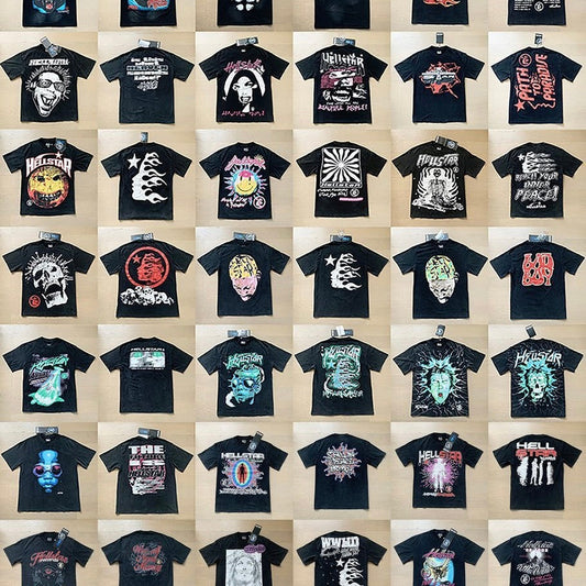 Men's Hellstar Washed Vintage Graphic Oversized T-Shirt, Y2K Streetwear Cotton Short Sleeve Tee