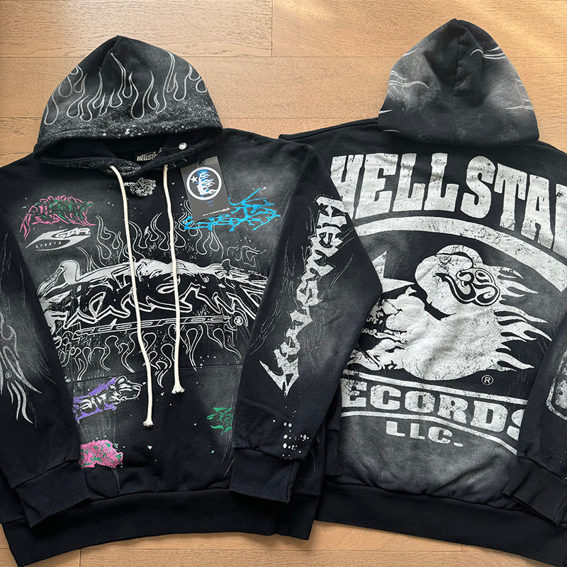 Top Quality 100% Cotton Puff Printing 430gsm Hoodies Sweatshirts Graphic Hoodies Casual Men Pullover Hoodie