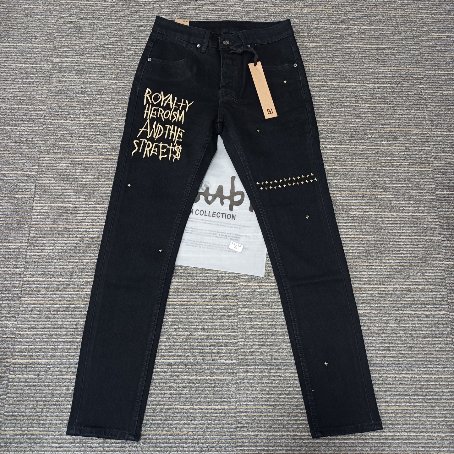 Factory Wholasel Branded Streetwear Pants Slim Fit Mid Straight Moustache Effect Distressed Wash KB Men's Jeans