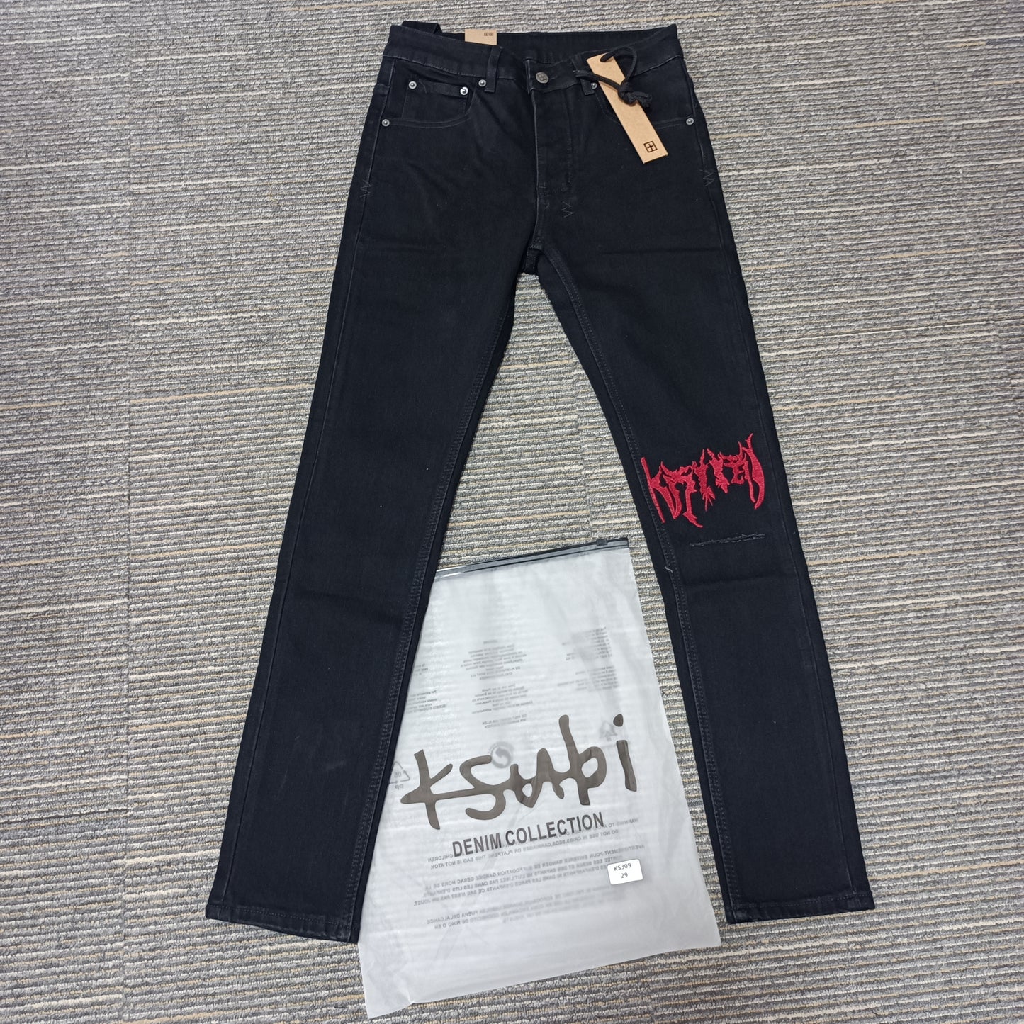 Factory Wholasel Branded Streetwear Pants Slim Fit Mid Straight Moustache Effect Distressed Wash KB Men's Jeans