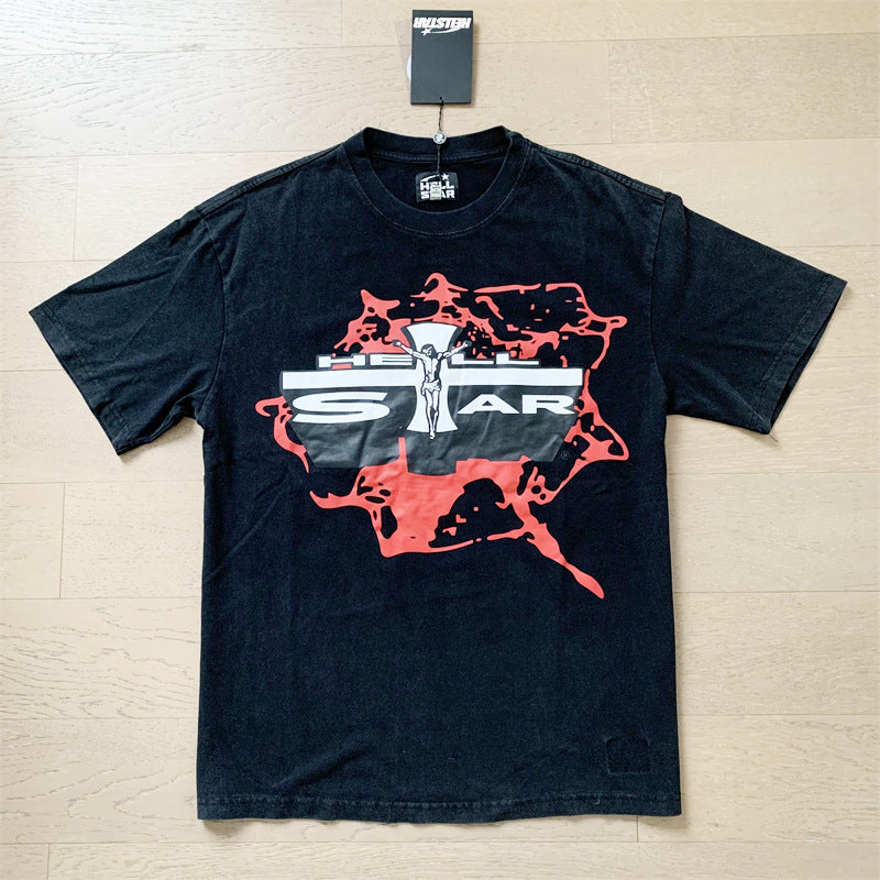 High Quality Men's T-shirts Fashion Trend Loose Thick Fabric Short Sleeve New T-shirt Big V T-shirt