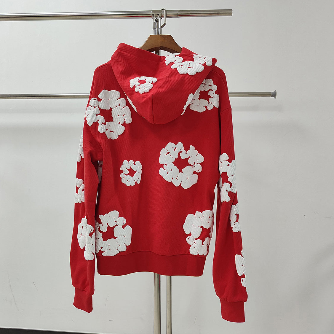 Top Quality 100% Cotton Men's Clothing Tears Hoodies Sweatshirts 430gsm Streetwear Tracksuits Denim Puff Printing Hoodie for Men