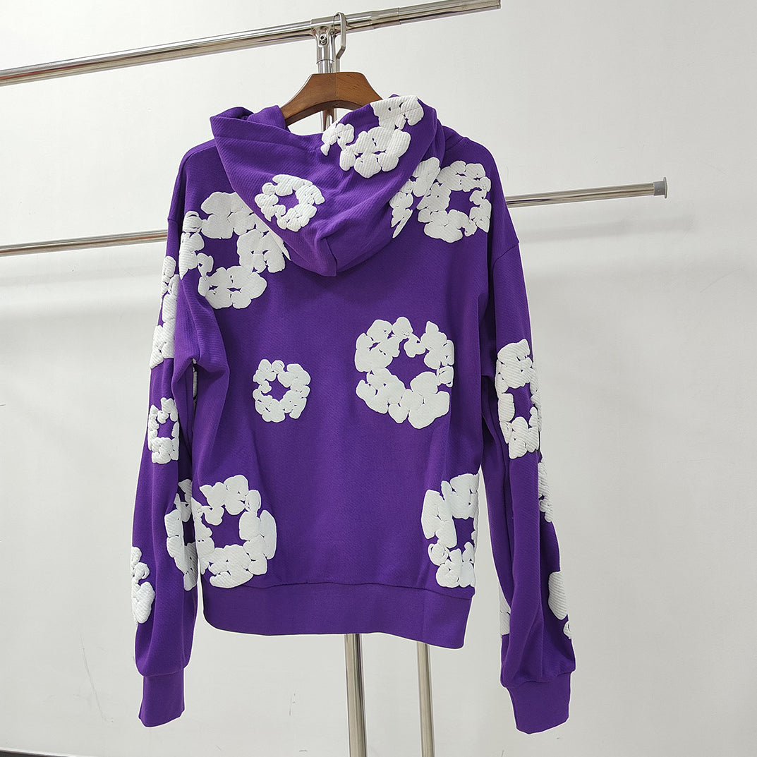 Top Quality 100% Cotton Men's Clothing Tears Hoodies Sweatshirts 430gsm Streetwear Tracksuits Denim Puff Printing Hoodie for Men