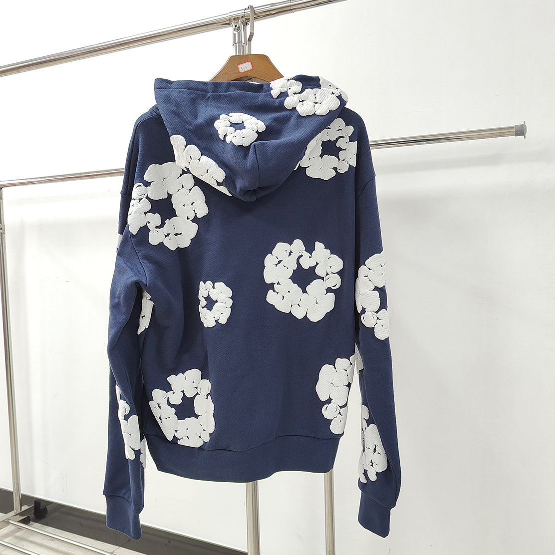 Top Quality 100% Cotton Men's Clothing Tears Hoodies Sweatshirts 430gsm Streetwear Tracksuits Denim Puff Printing Hoodie for Men