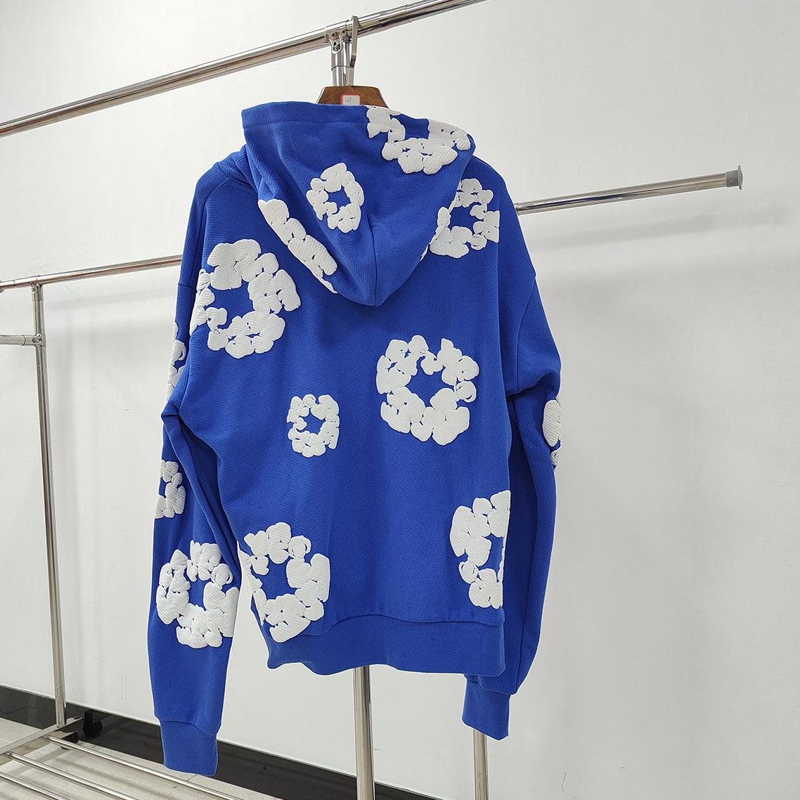 Top Quality 100% Cotton Men's Clothing Tears Hoodies Sweatshirts 430gsm Streetwear Tracksuits Denim Puff Printing Hoodie for Men