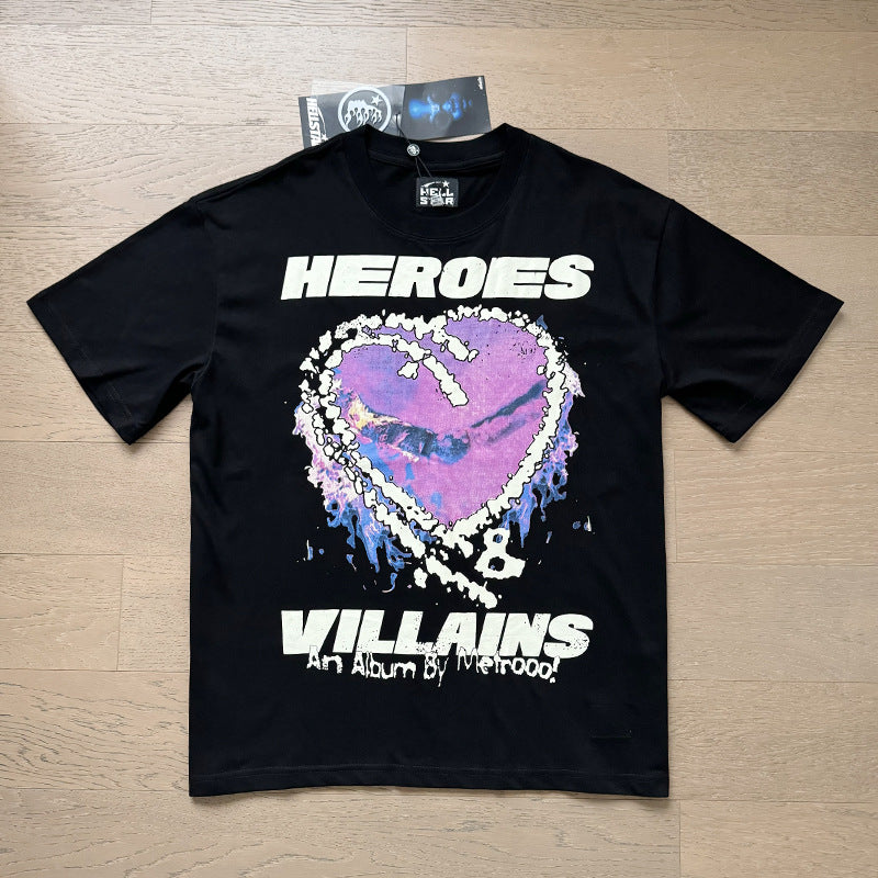 High Quality Men's T-shirts Fashion Trend Loose Thick Fabric Short Sleeve New T-shirt Big V T-shirt