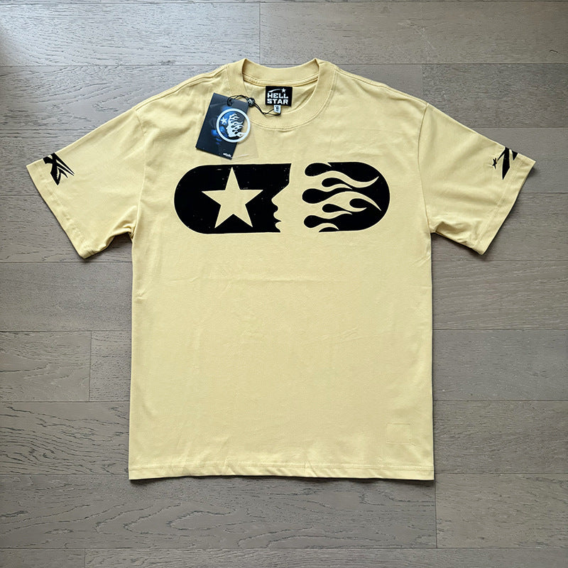 High Quality Men's T-shirts Fashion Trend Loose Thick Fabric Short Sleeve New T-shirt Big V T-shirt