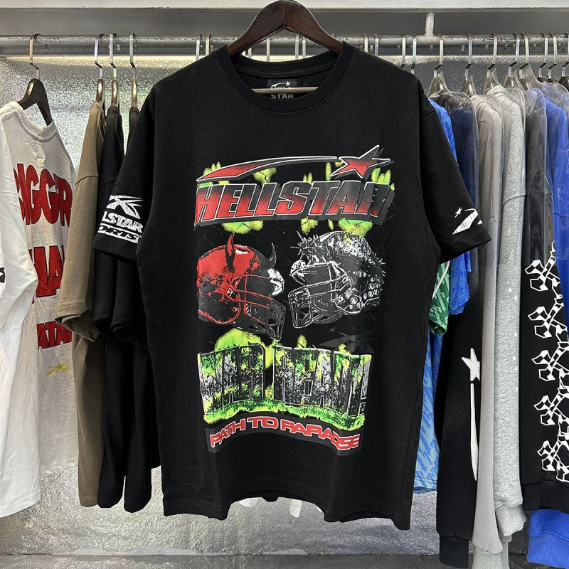 Top Quality Tshirts Men's Clothing 100% Cotton Sweatshirts Custom Logo Pullover Streetwear Puff Printing T-shirt Men