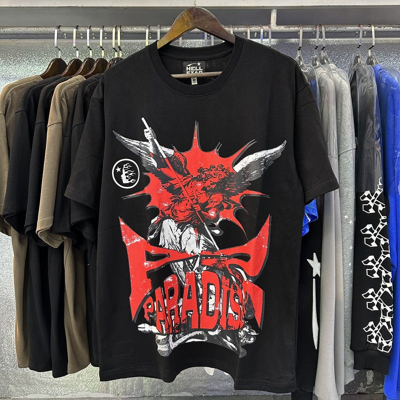 Top Quality Tshirts Men's Clothing 100% Cotton Sweatshirts Custom Logo Pullover Streetwear Puff Printing T-shirt Men
