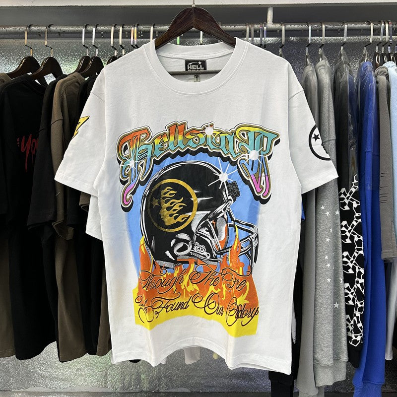 Top Quality Tshirts Men's Clothing 100% Cotton Sweatshirts Custom Logo Pullover Streetwear Puff Printing T-shirt Men