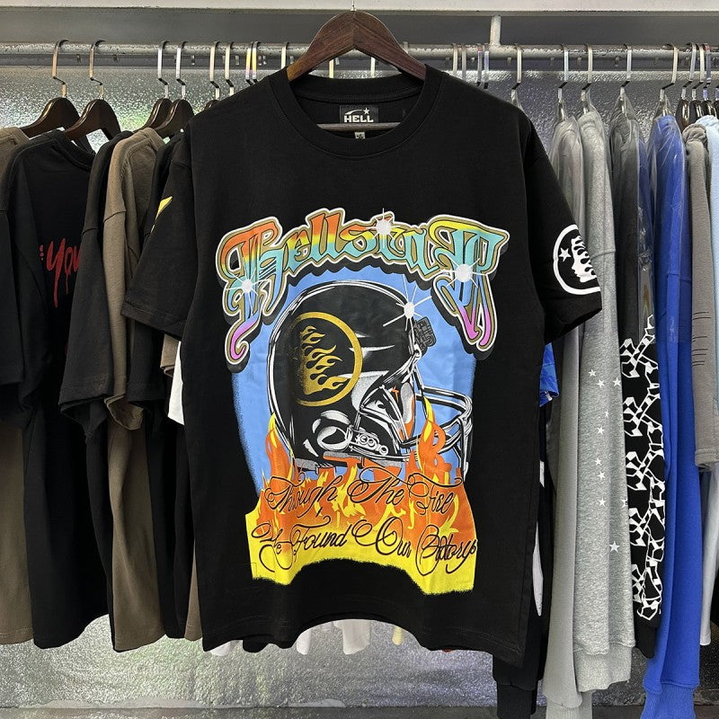 Top Quality Tshirts Men's Clothing 100% Cotton Sweatshirts Custom Logo Pullover Streetwear Puff Printing T-shirt Men
