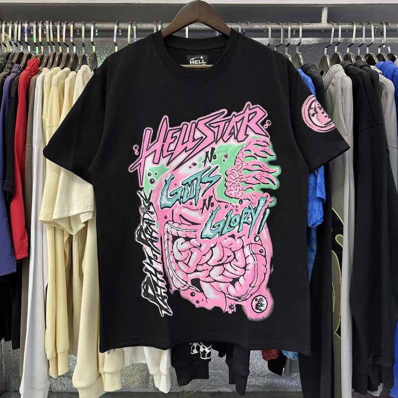 Top Quality Tshirts Men's Clothing 100% Cotton Sweatshirts Custom Logo Pullover Streetwear Puff Printing T-shirt Men