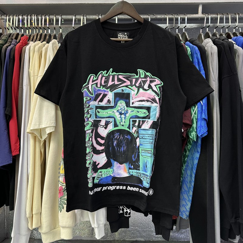 Top Quality Tshirts Men's Clothing 100% Cotton Sweatshirts Custom Logo Pullover Streetwear Puff Printing T-shirt Men