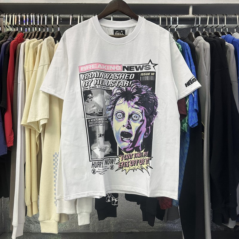 Top Quality Tshirts Men's Clothing 100% Cotton Sweatshirts Custom Logo Pullover Streetwear Puff Printing T-shirt Men