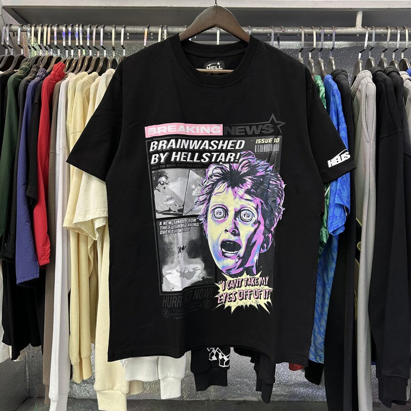 Top Quality Tshirts Men's Clothing 100% Cotton Sweatshirts Custom Logo Pullover Streetwear Puff Printing T-shirt Men