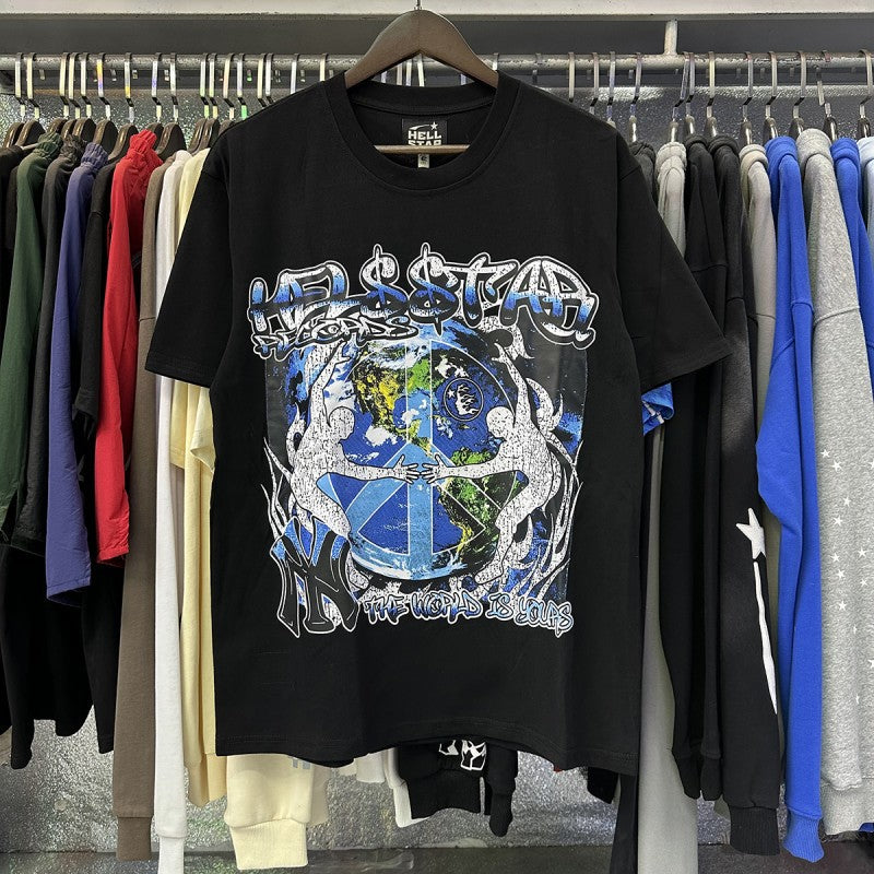 Top Quality Tshirts Men's Clothing 100% Cotton Sweatshirts Custom Logo Pullover Streetwear Puff Printing T-shirt Men
