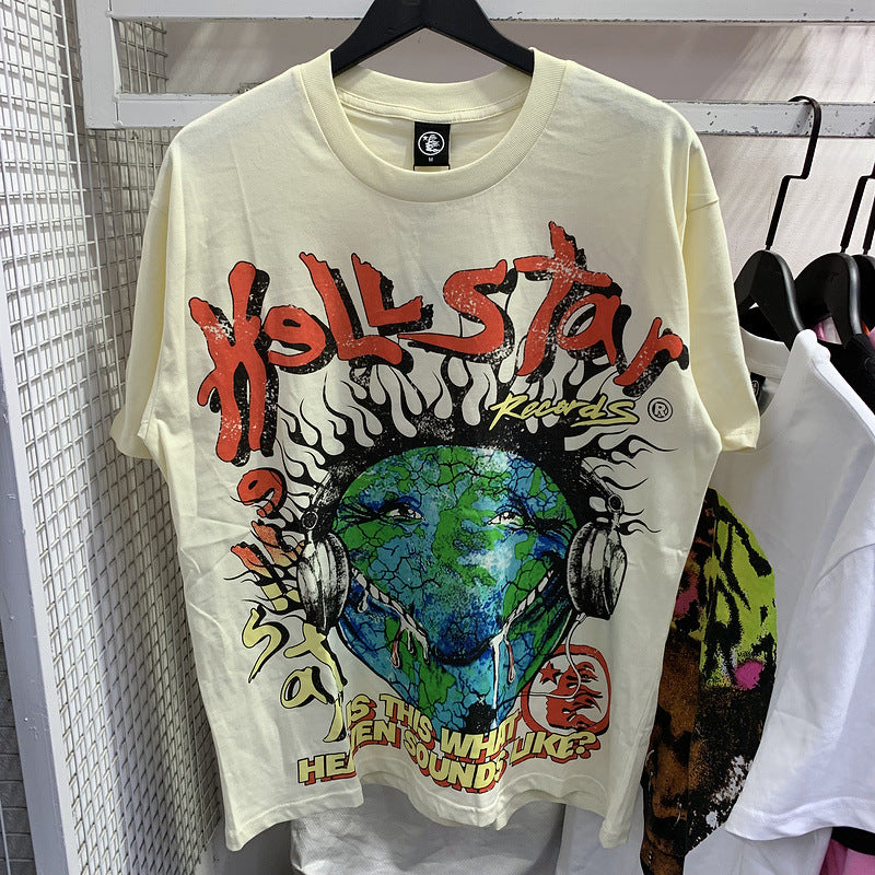 High Quality Men's T-shirts Fashion Trend Loose Thick Fabric Short Sleeve New T-shirt Big V T-shirt