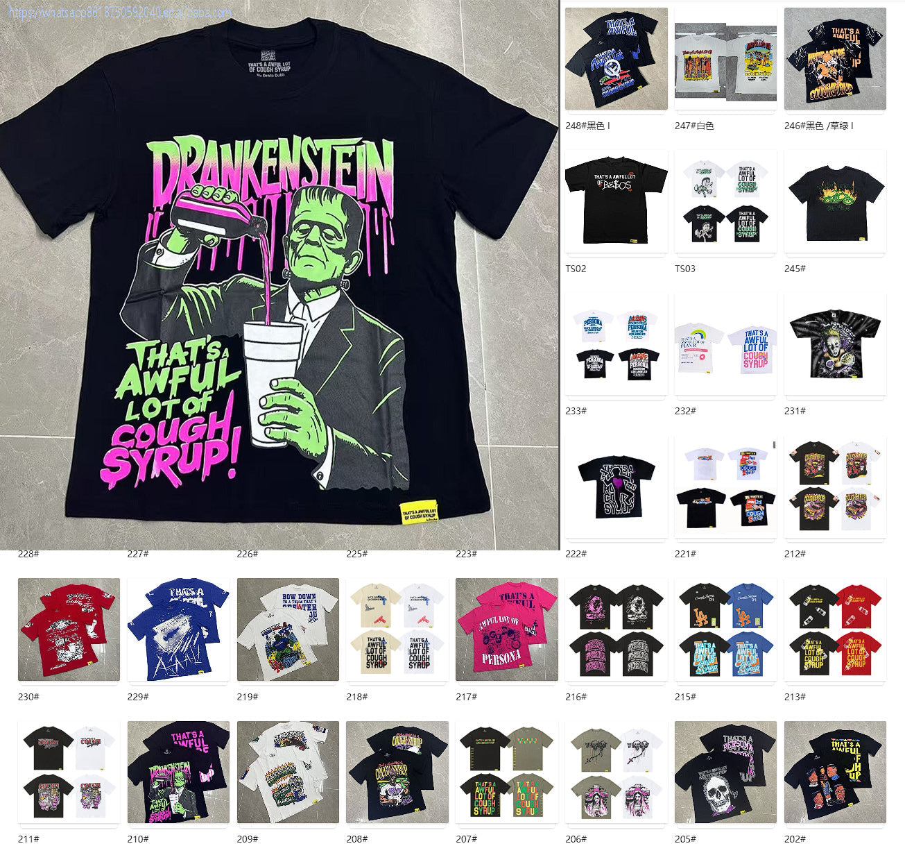 Top Quality Oversized Short Sleeve T-Shirts 100% Cotton Men's Clothing THAT'S a AWFUL LOT of COUGH SYRUP T Shirts for Men