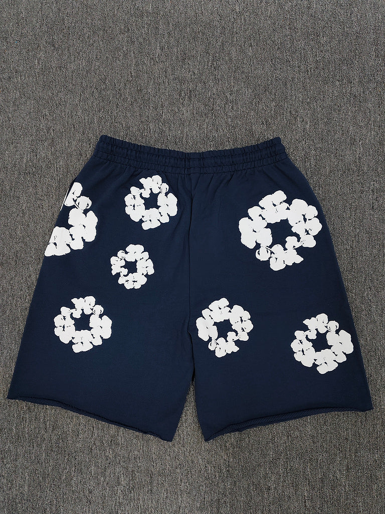 Denim Tears Men's  Floral Print Oversized Shorts Y2K Streetwear Breathable Casual Streetwear for Summer & Daily Wear