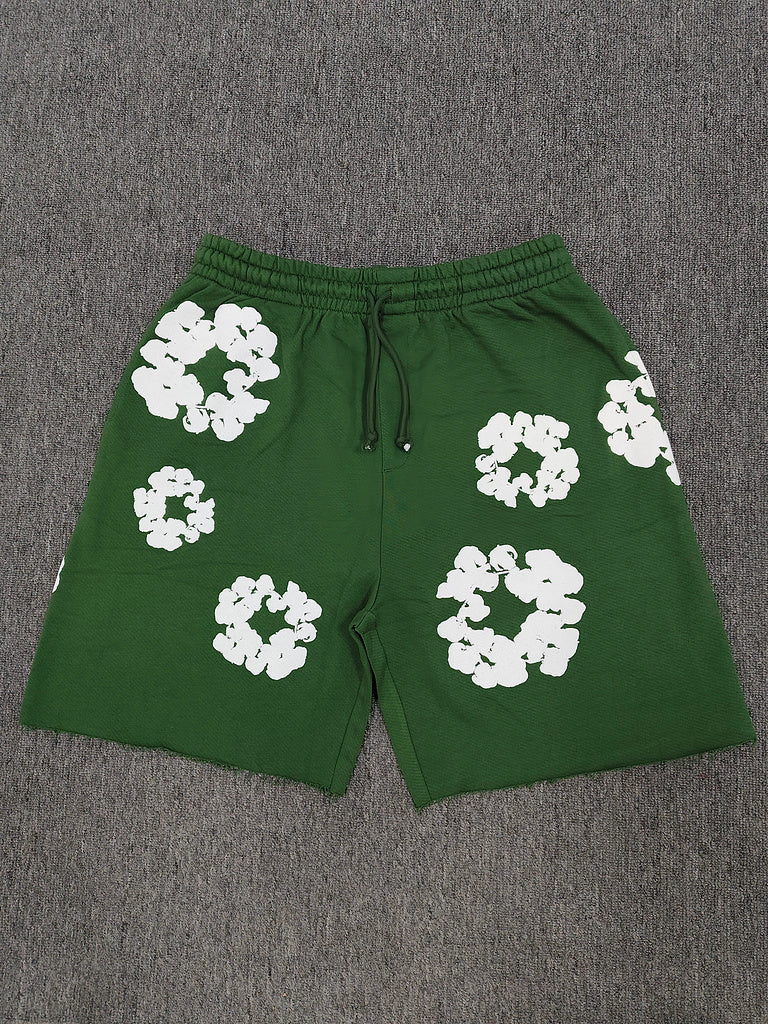 Denim Tears Men's  Floral Print Oversized Shorts Y2K Streetwear Breathable Casual Streetwear for Summer & Daily Wear