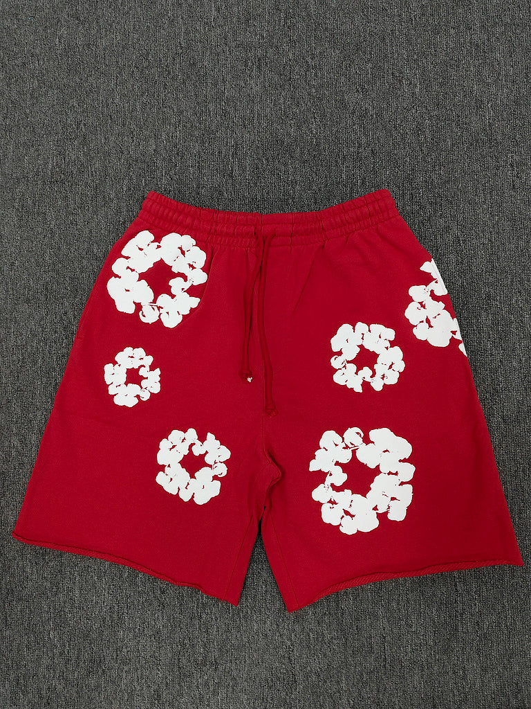 Denim Tears Men's  Floral Print Oversized Shorts Y2K Streetwear Breathable Casual Streetwear for Summer & Daily Wear