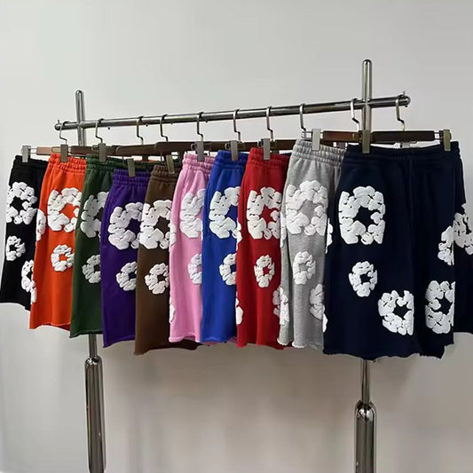 Denim Tears Men's  Floral Print Oversized Shorts Y2K Streetwear Breathable Casual Streetwear for Summer & Daily Wear