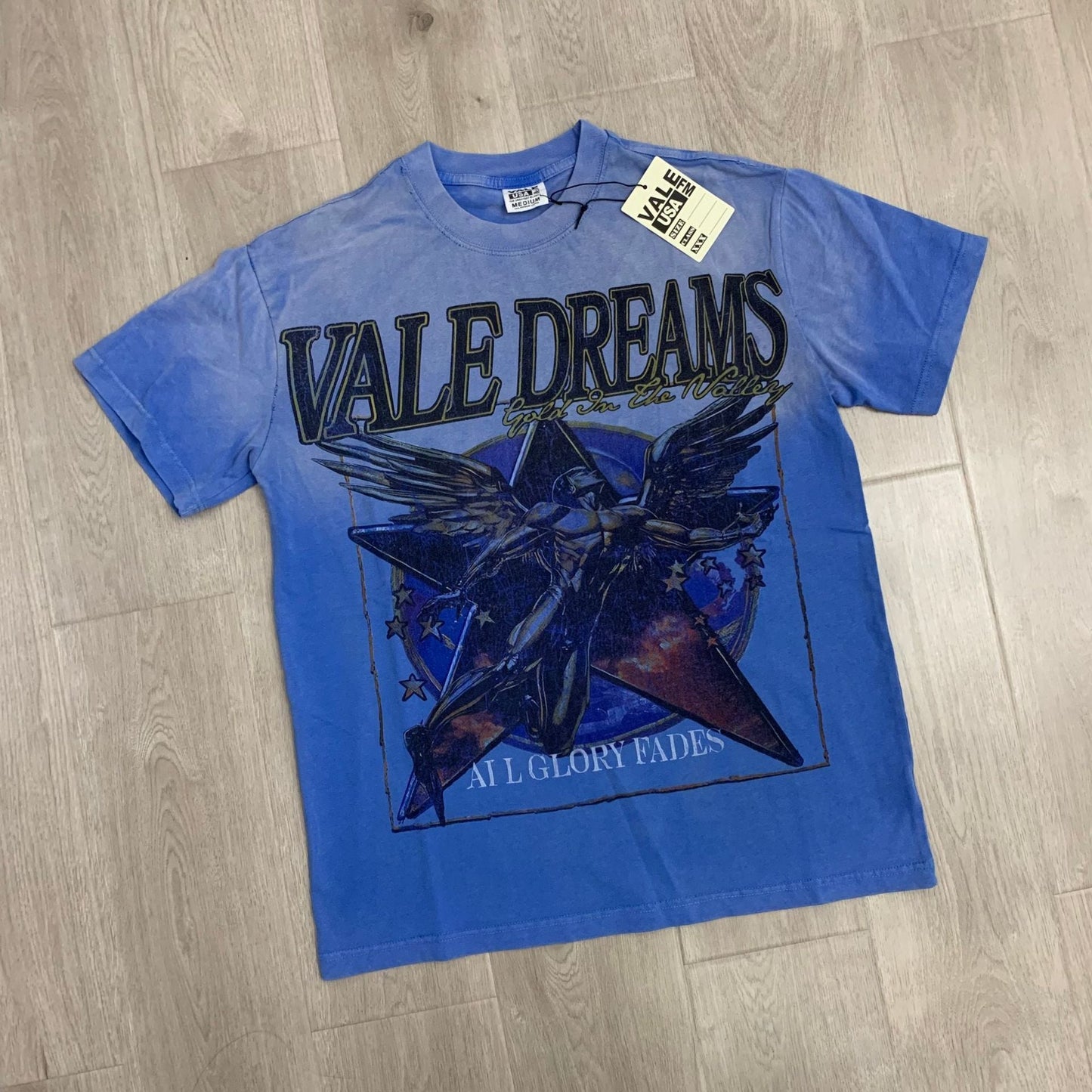 Valley Dream Style Retro Graphic Oversized T-Shirt, Men's Y2K Streetwear Casual Short Sleeve
