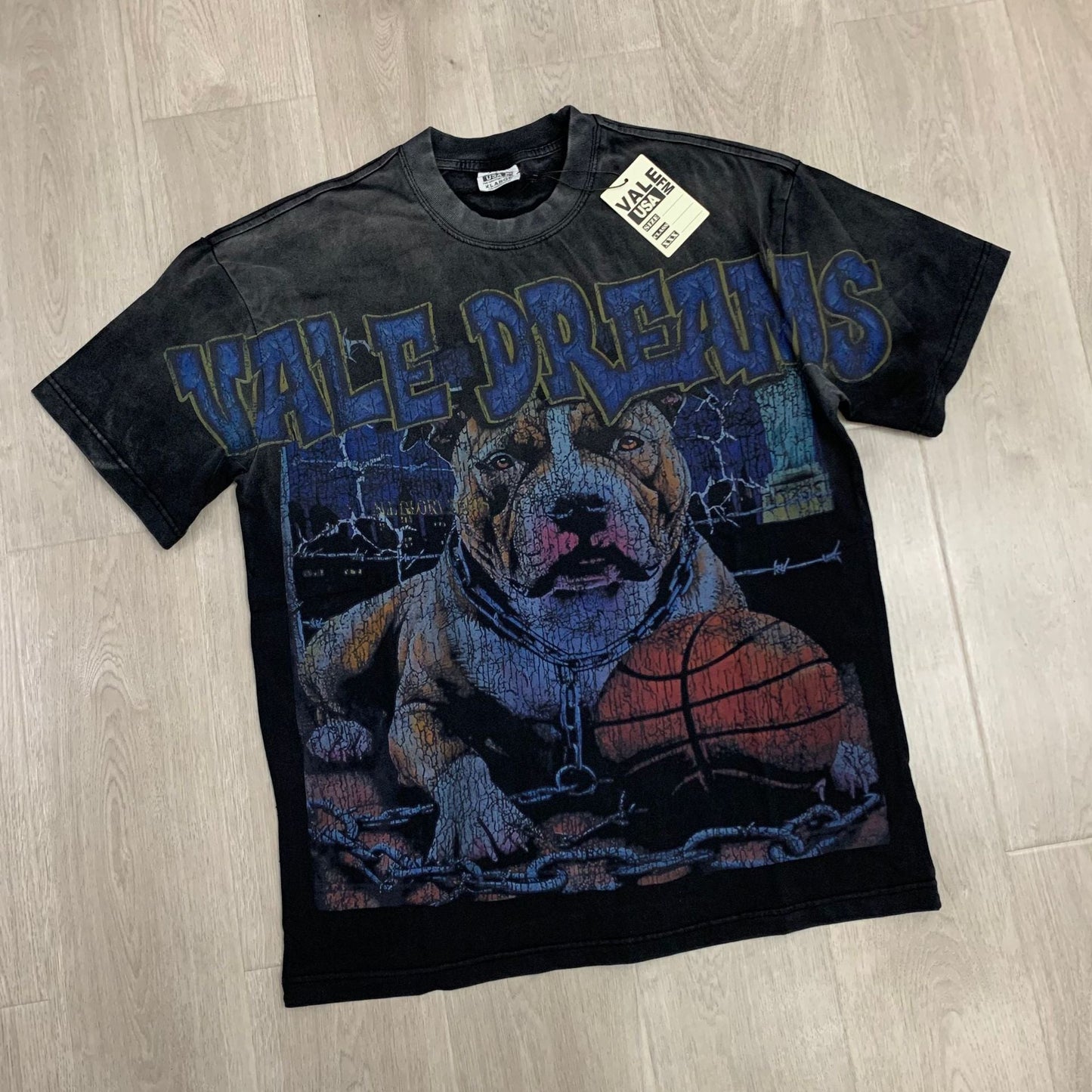 Valley Dream Style Retro Graphic Oversized T-Shirt, Men's Y2K Streetwear Casual Short Sleeve