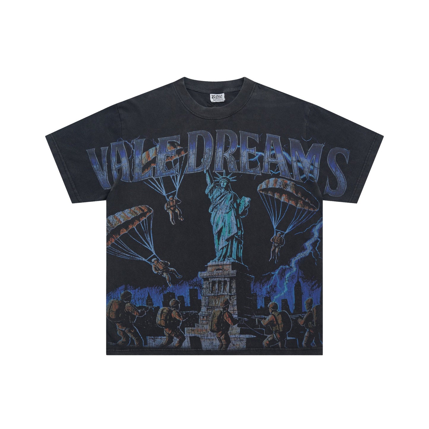 Iconic Valley Dream Retro Graphic Tee Men's Vintage Washed High Street Fashion Casual Top