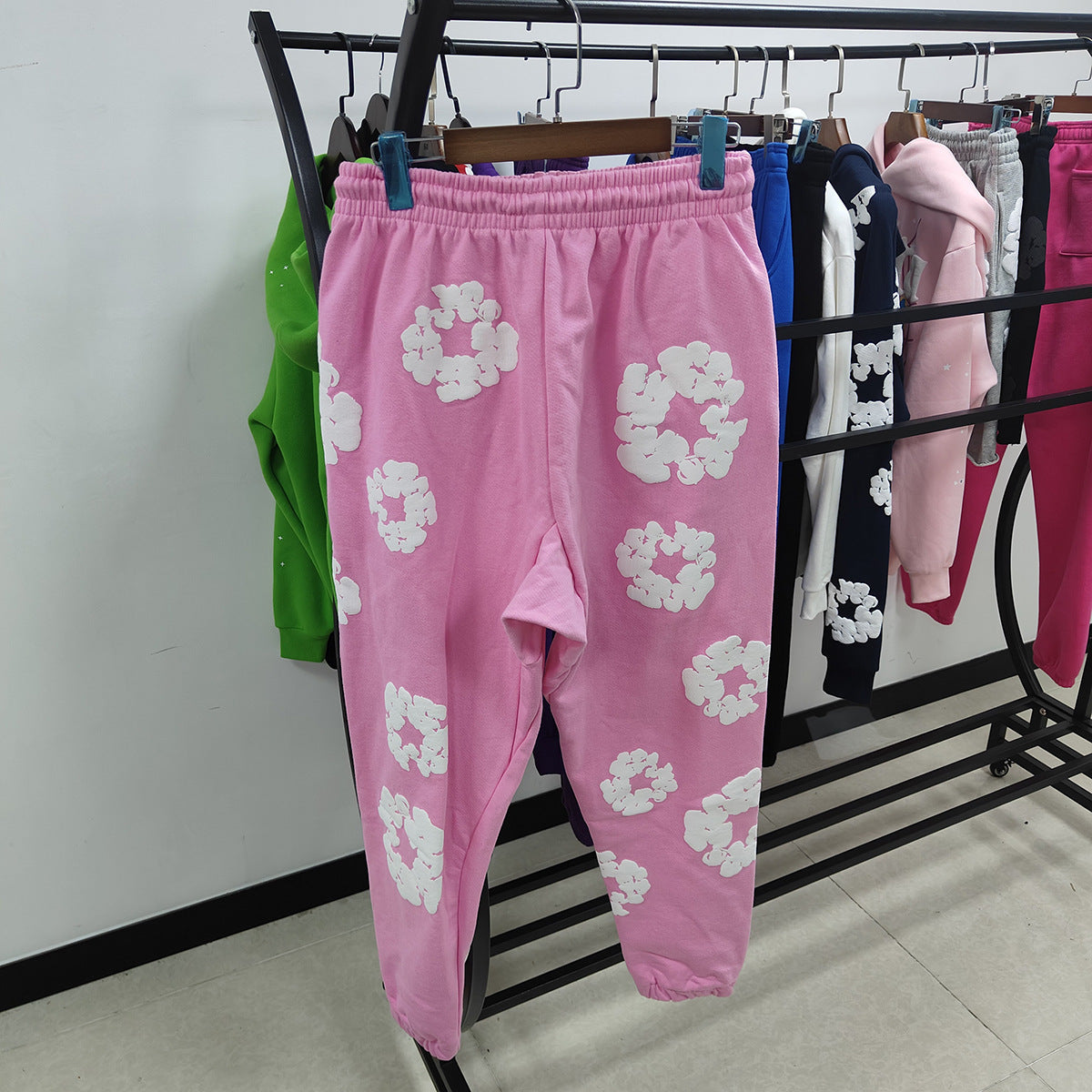 Top Quality 100% Cotton Men's Clothing Tears Hoodies Sweatshirts 430gsm Streetwear Tracksuits Denim Puff Printing Hoodie for Men