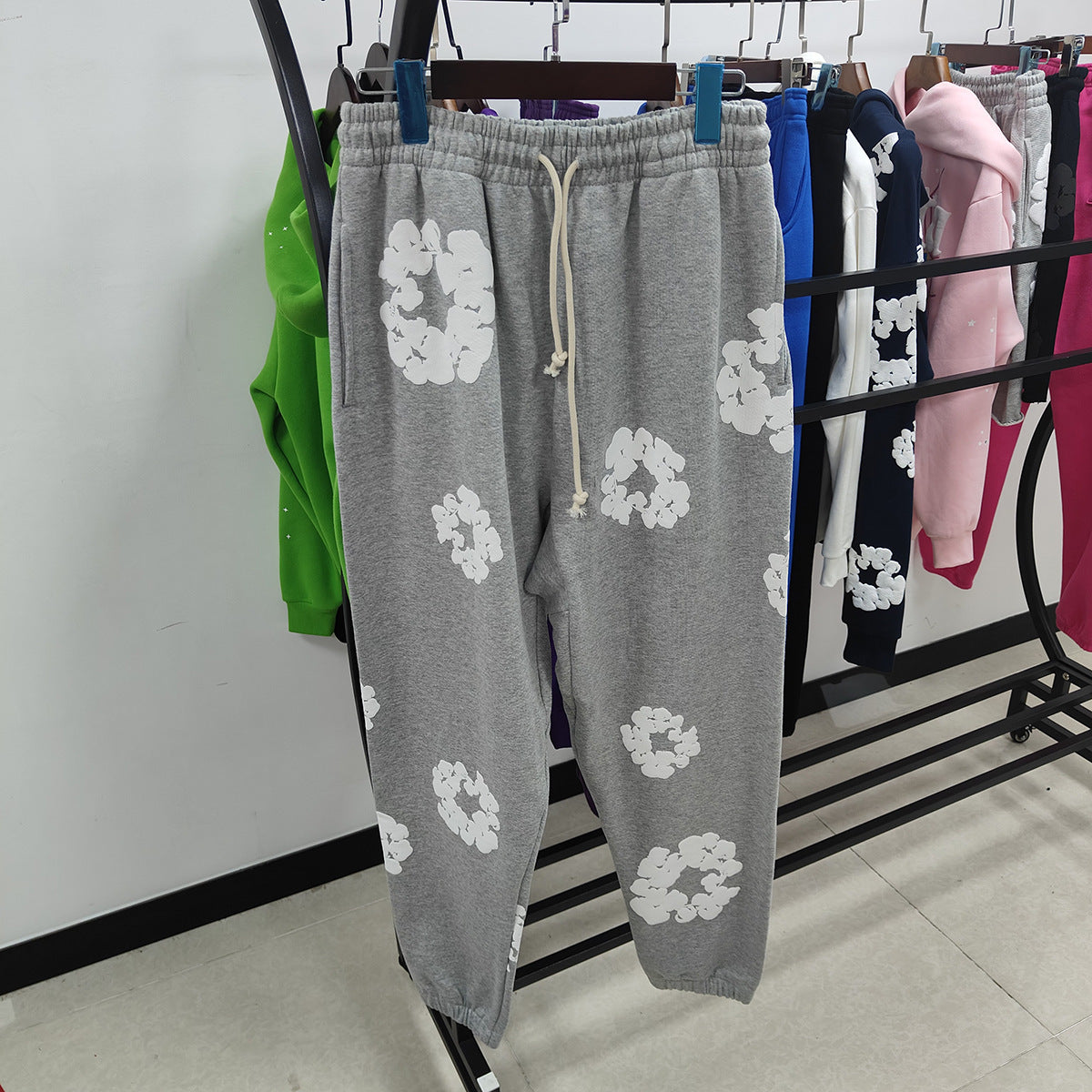 Top Quality 100% Cotton Men's Clothing Tears Hoodies Sweatshirts 430gsm Streetwear Tracksuits Denim Puff Printing Hoodie for Men