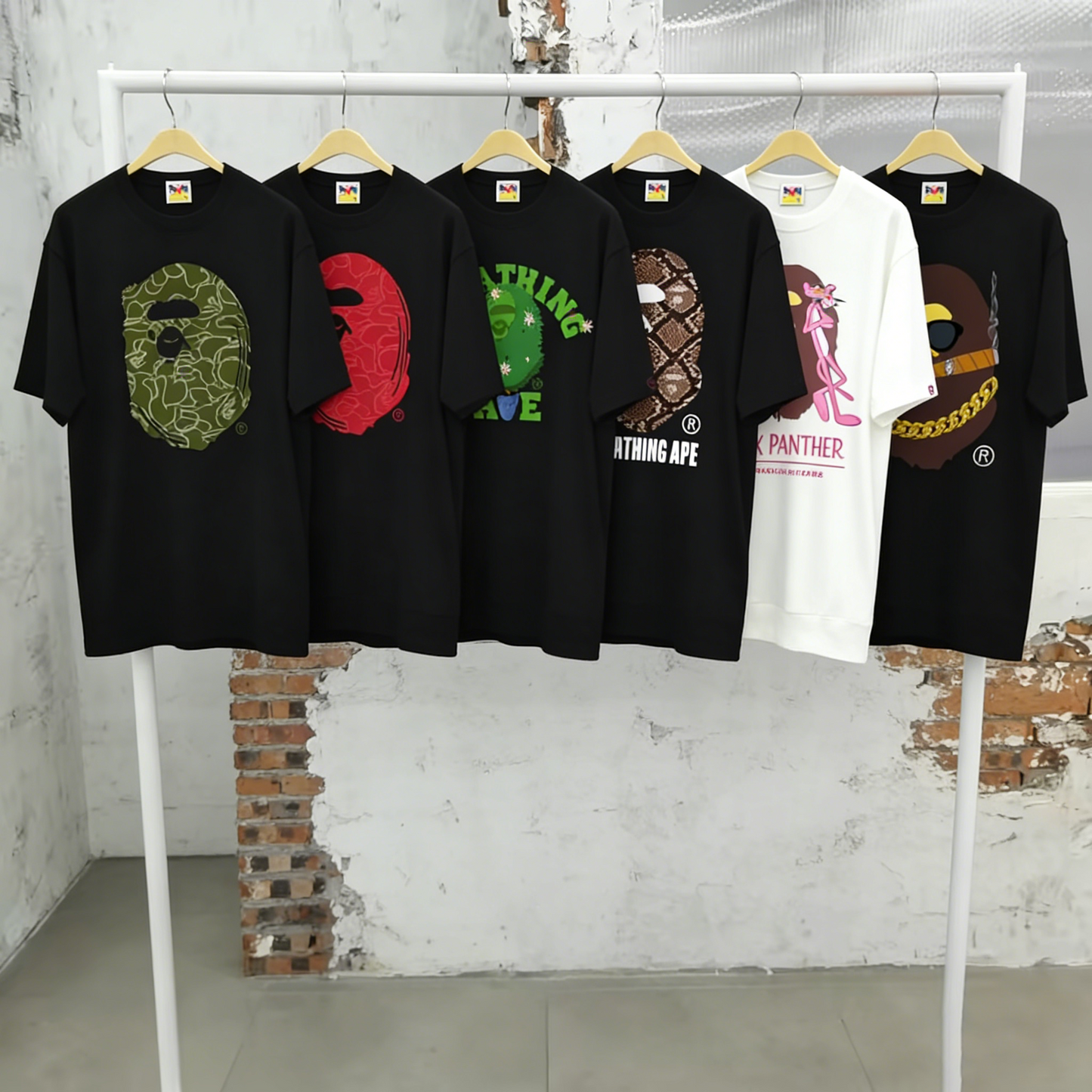 Bape Style Men's Ape Head Graphic Oversized T-Shirt, Premium Cotton Streetwear Tee, Hip Hop Casual Short Sleeve Top